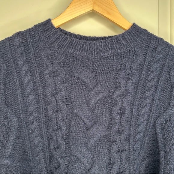 NWT Reformation The Collection Adela Regenerative Wool Cable Sweater Navy small - Picture 2 of 15